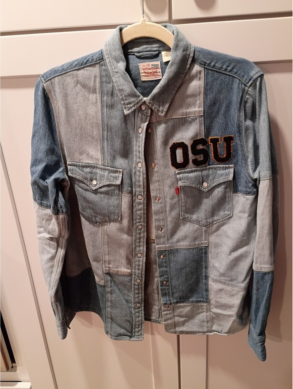 Levi's Patchwork Denim Shirt Jacket with OSU Gameday Design